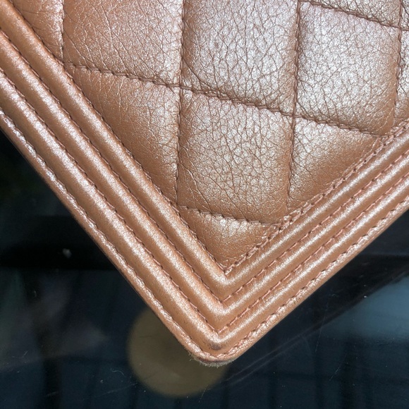 SOLD*** Chanel boy long folding wallet clutch. Metal Rose - Picture 10 of 14